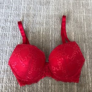 Red, lace push up bra